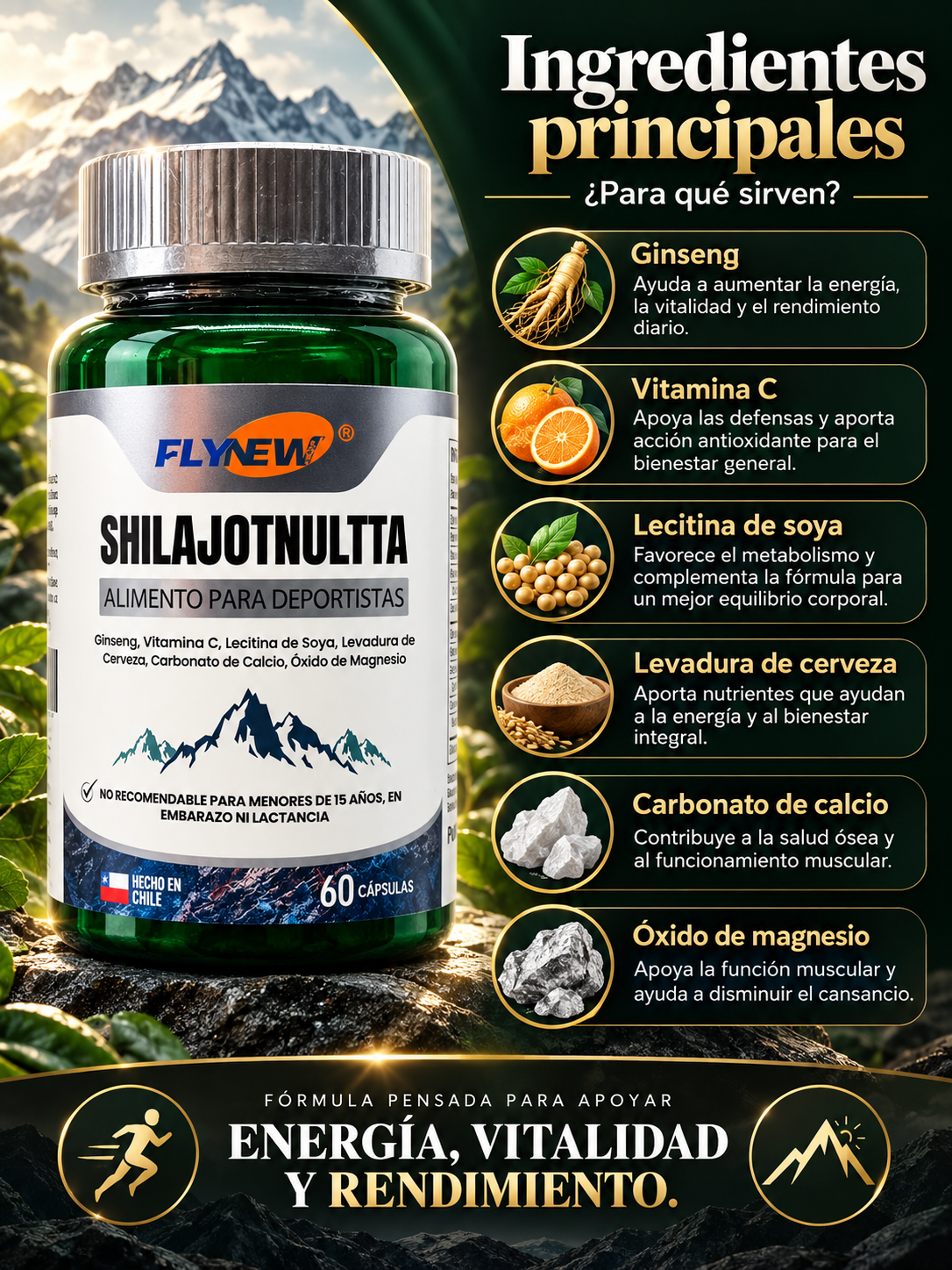 SHILAJIT ULTRA® – Energía y Vitalidad Masculina | 60 Cápsulas🔥