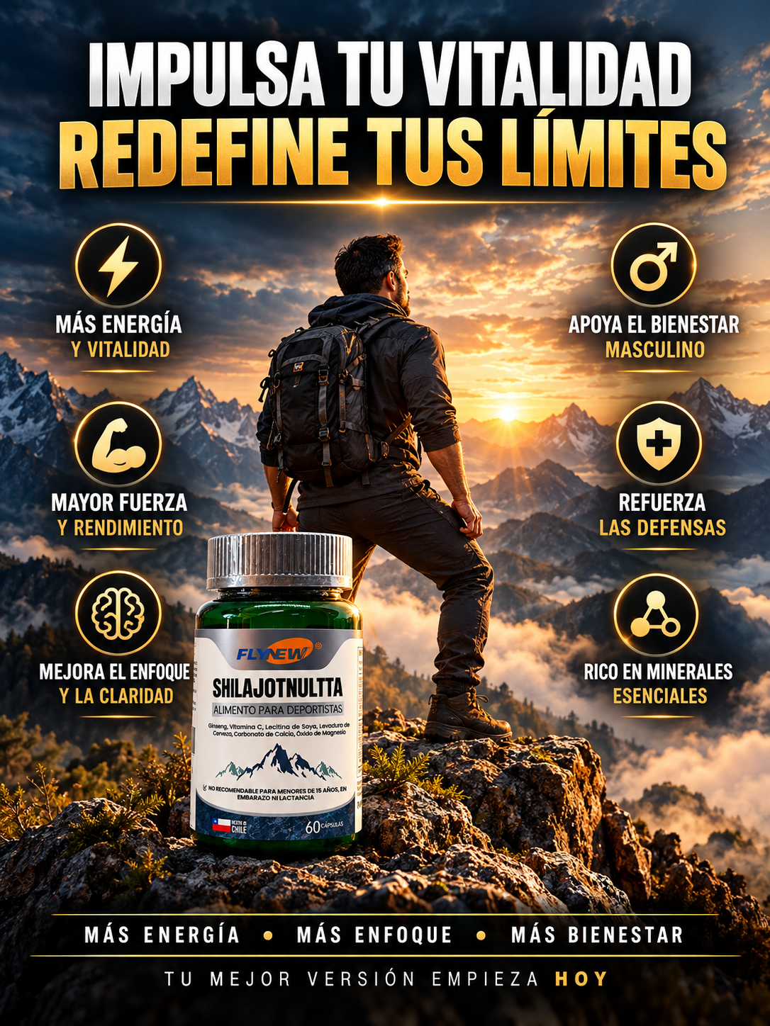 SHILAJIT ULTRA® – Energía y Vitalidad Masculina | 60 Cápsulas🔥