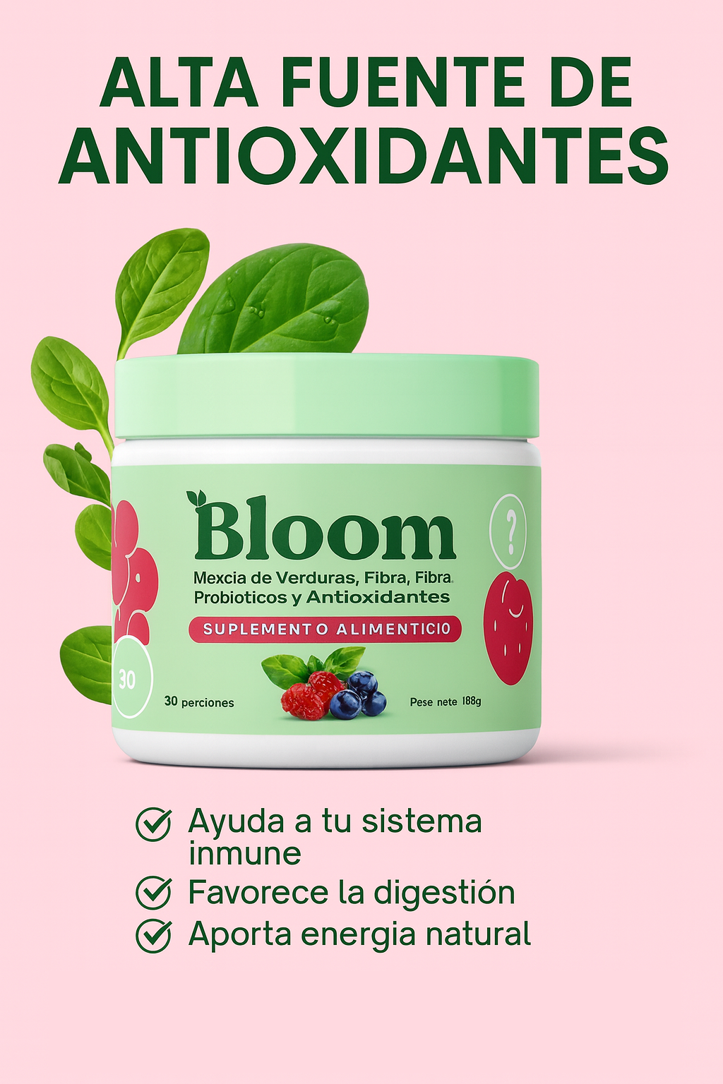 🥝 Bloom Vital – Jugo verde Detox de Frutas y Superalimentos 🍓